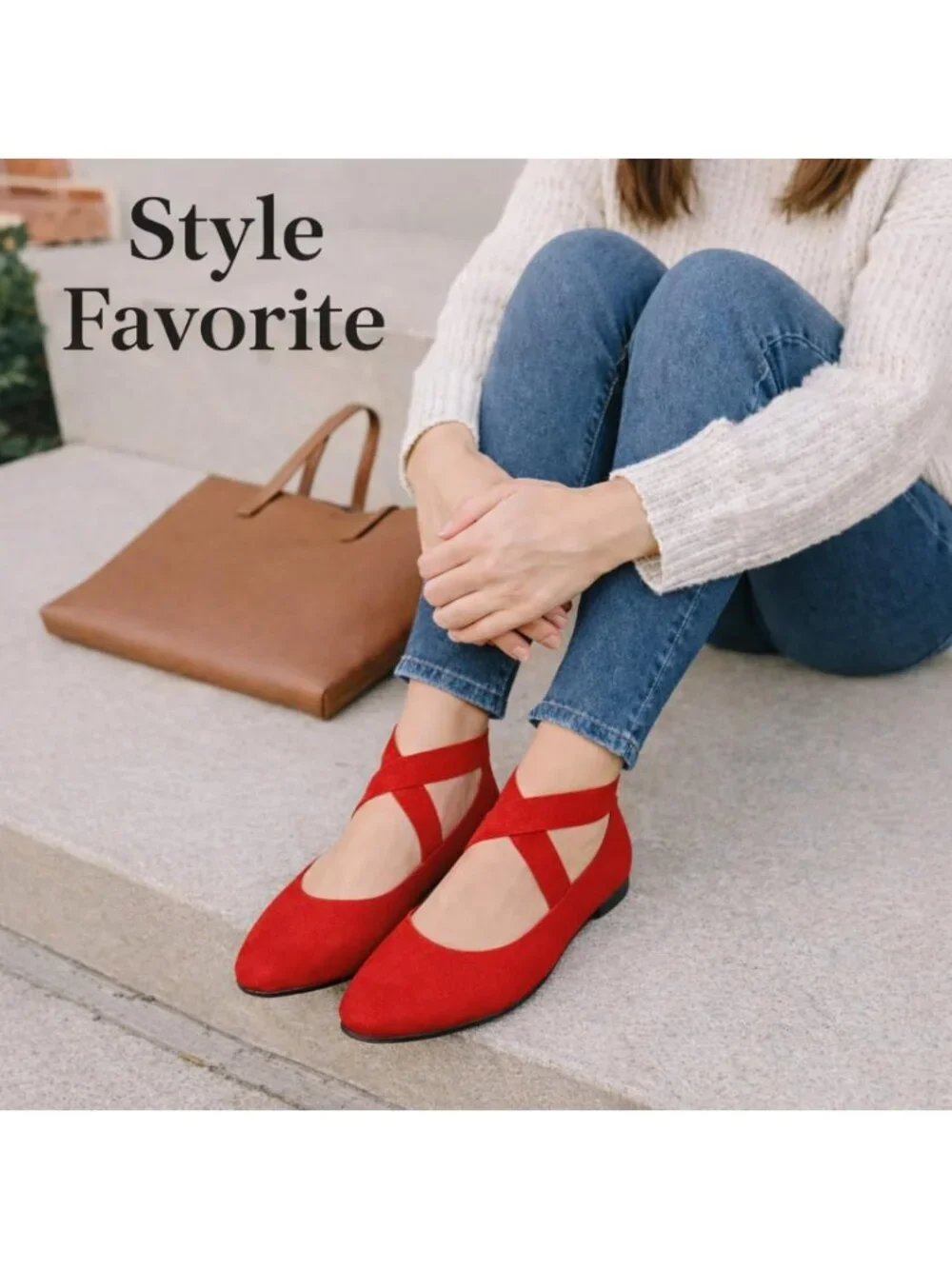 Women's Red Foam Cushioned Closed Toe Solid Criss Cross Elastic Strap Flat Shoes